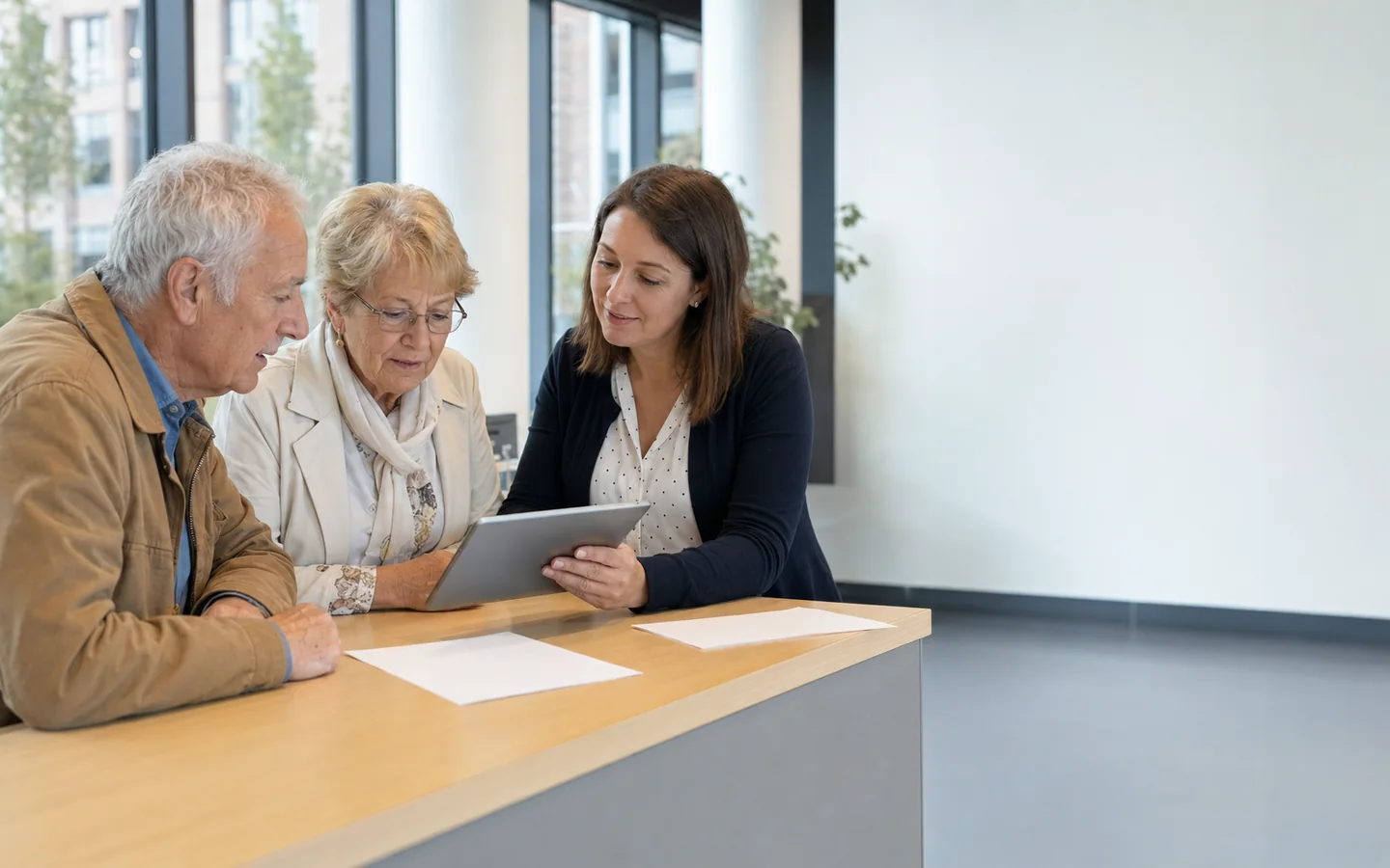 Des seniors consultent calmement des informations générales